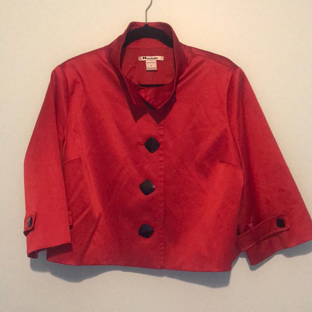 Nygard Red Satin Crop Jacket